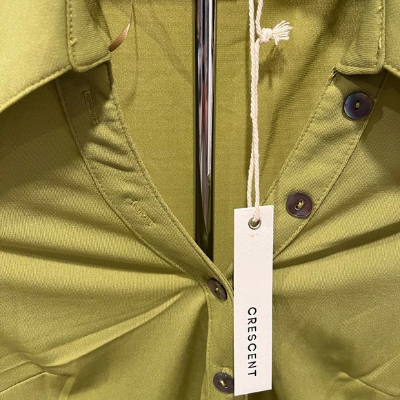 Crescent Chartreuse Button-Down Women's Shirt - Picture 3 of 7
